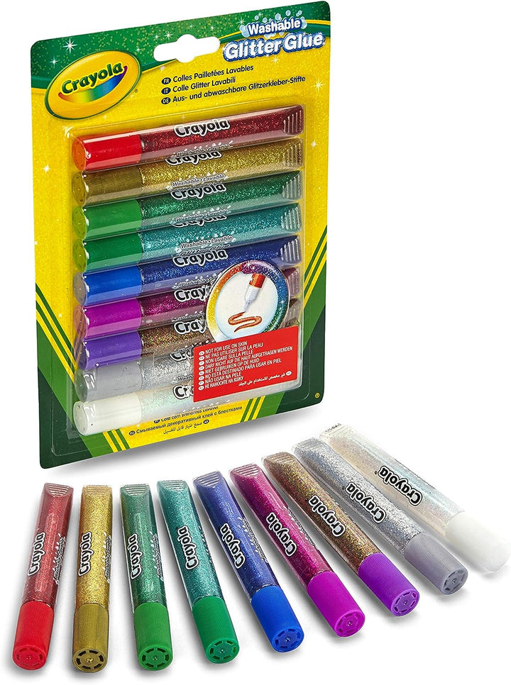 Crayola 9 Washable Glitter Glue Coloured Pens 3+