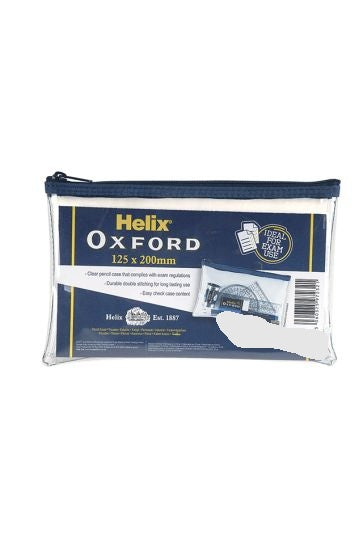 Helix Oxford Clear PVC Transparent Pencil Case Exam Approved 125 x 200MM