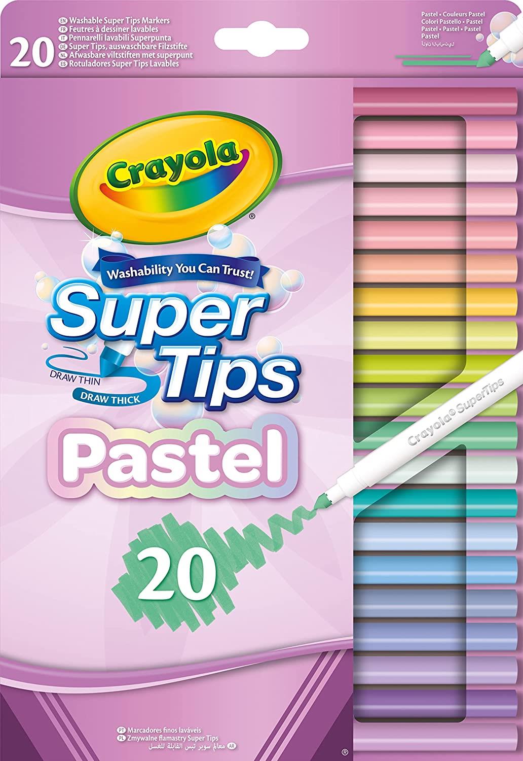 Crayola Pastel Super Tips Washable Markers Assorted Colours Pack of 20