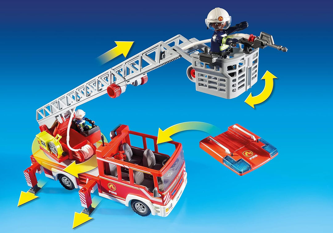 Playmobil 9463 City Action Fire Ladder Unit with Extendable Ladder with Lights and Sound