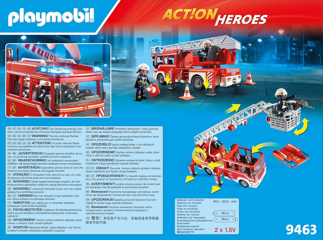 Playmobil 9463 City Action Fire Ladder Unit with Extendable Ladder with Lights and Sound