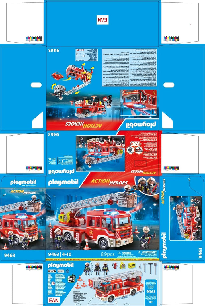 Playmobil 9463 City Action Fire Ladder Unit with Extendable Ladder with Lights and Sound