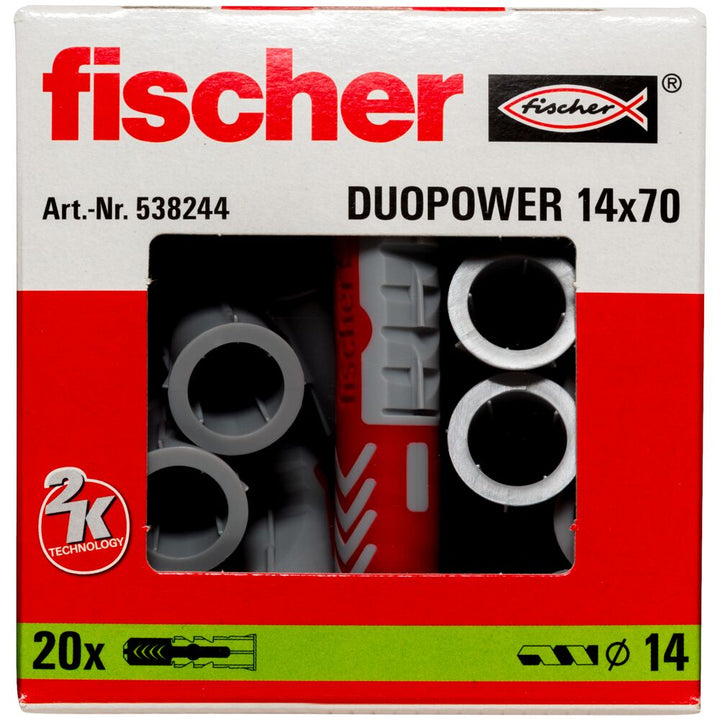 Fischer Duopower 14 x 70mm Nylon High Performance Plug Pack of 20 Art. 538244