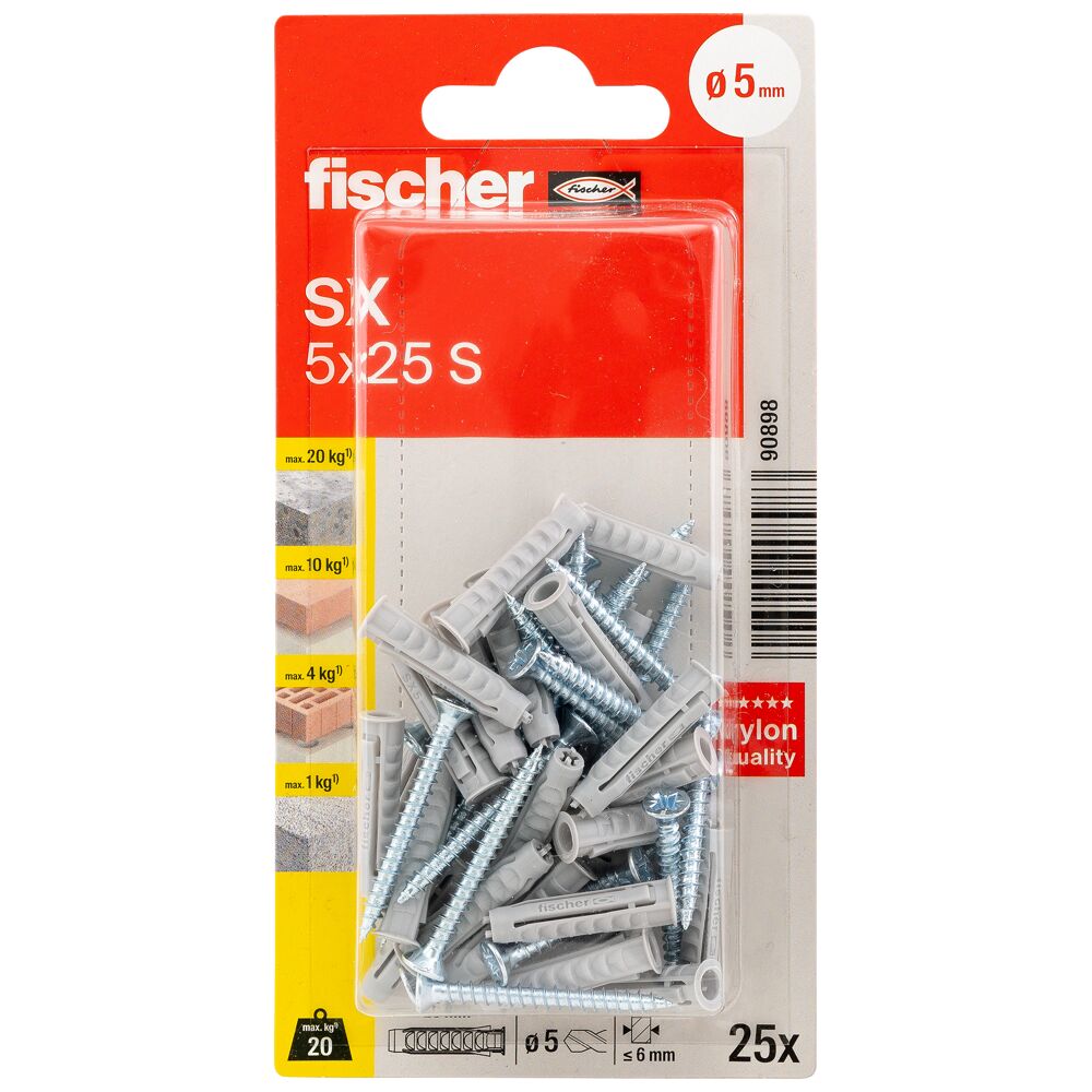 Fischer Expansion Plug SX 5 x 25 S With Screw