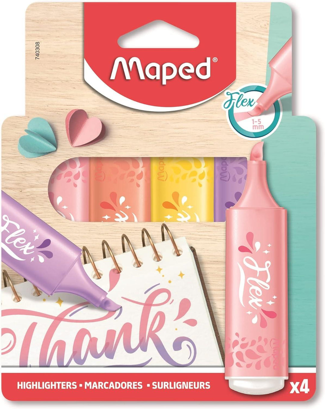 Maped 4 Flex Pastel Highlighters Random Pastel Colours