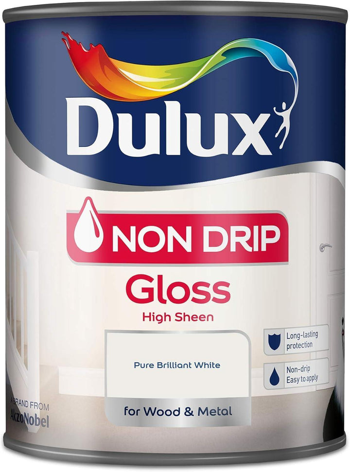 Dulux Non Drip Gloss Pure Brilliant White Assorted Size