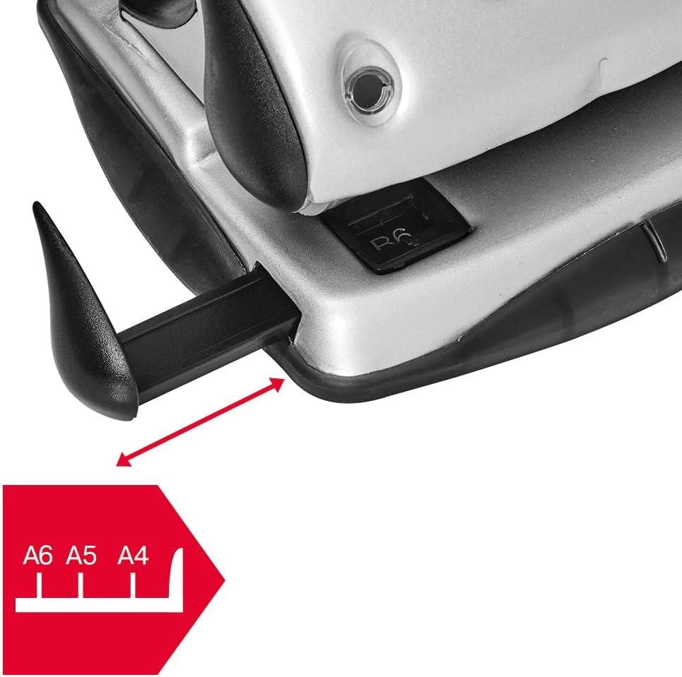 Rexel Precision 225 2 Hole Punch, 25 Sheet Capacity, Paper Alignment Indicator, Metal, Silver/Black, 2100743