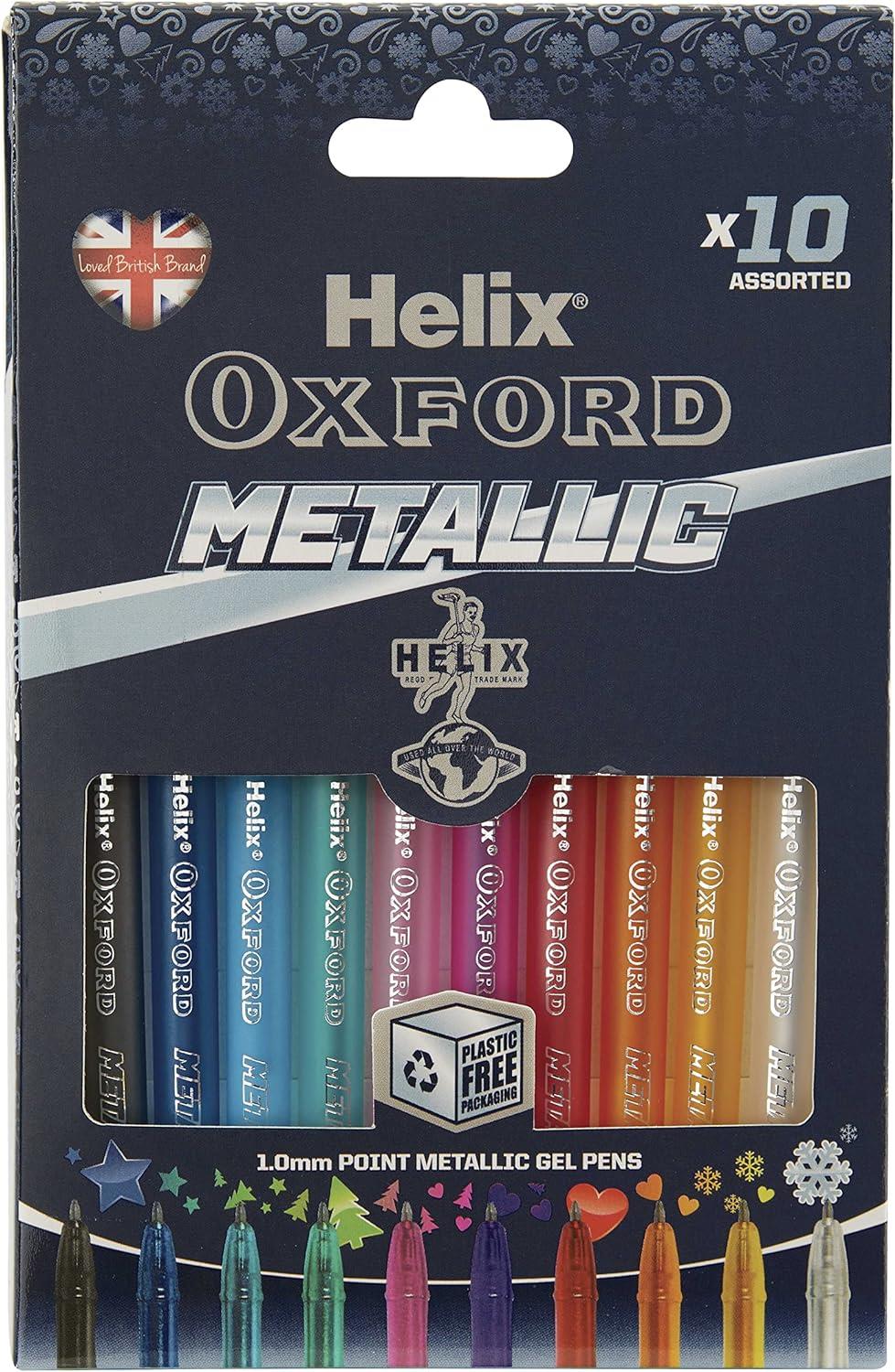 Helix Oxford Metallic Gel Pens x10 Pack