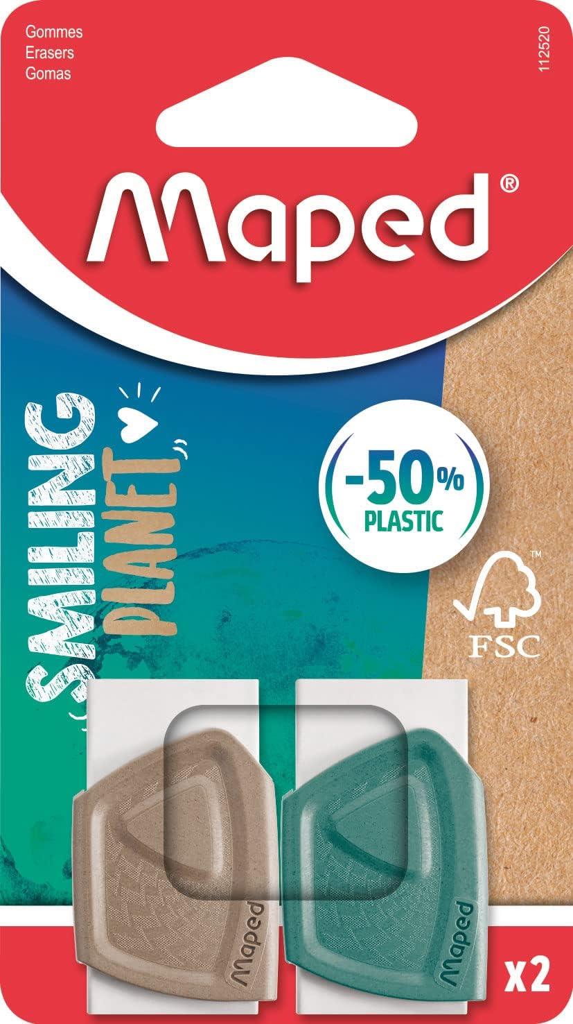 Maped Smiling Planet The Sustainable Eraser x2 Brown And Turquoise.