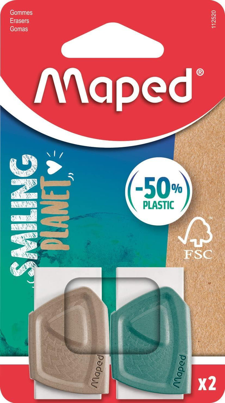 Maped Smiling Planet The Sustainable Eraser x2 Brown And Turquoise.