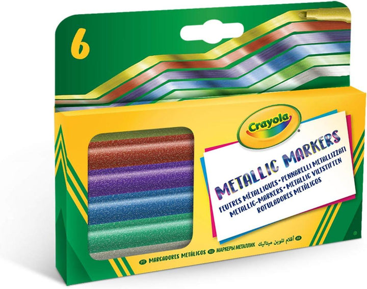 Crayola Metallic Markers - Assorted Colours Pack of 6 Ideal for Kids