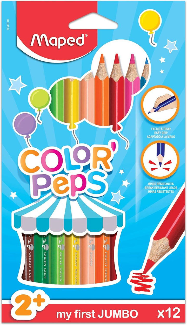 Maped Color'Peps My First Jumbo Colouring Pencils,Multicolor 12 Pack