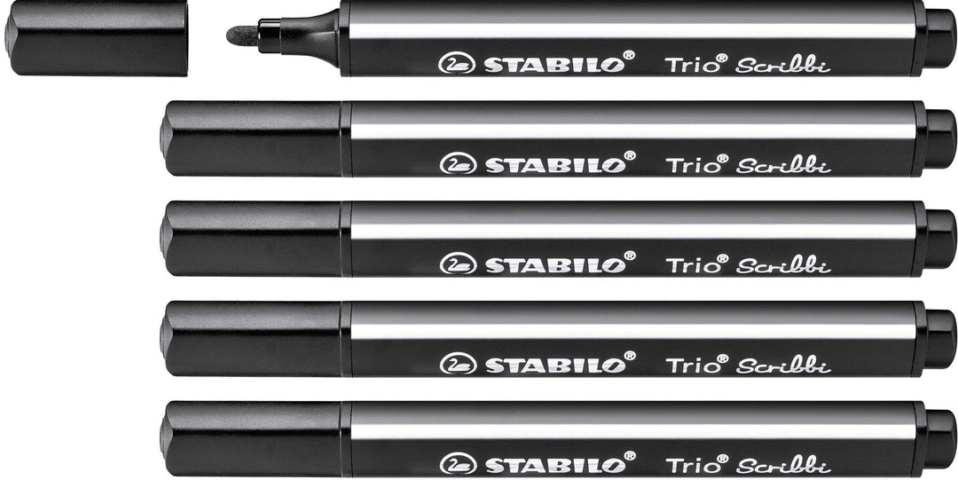 Stabilo Trio Scribbi Felt Tip Pen Black 5 Pack