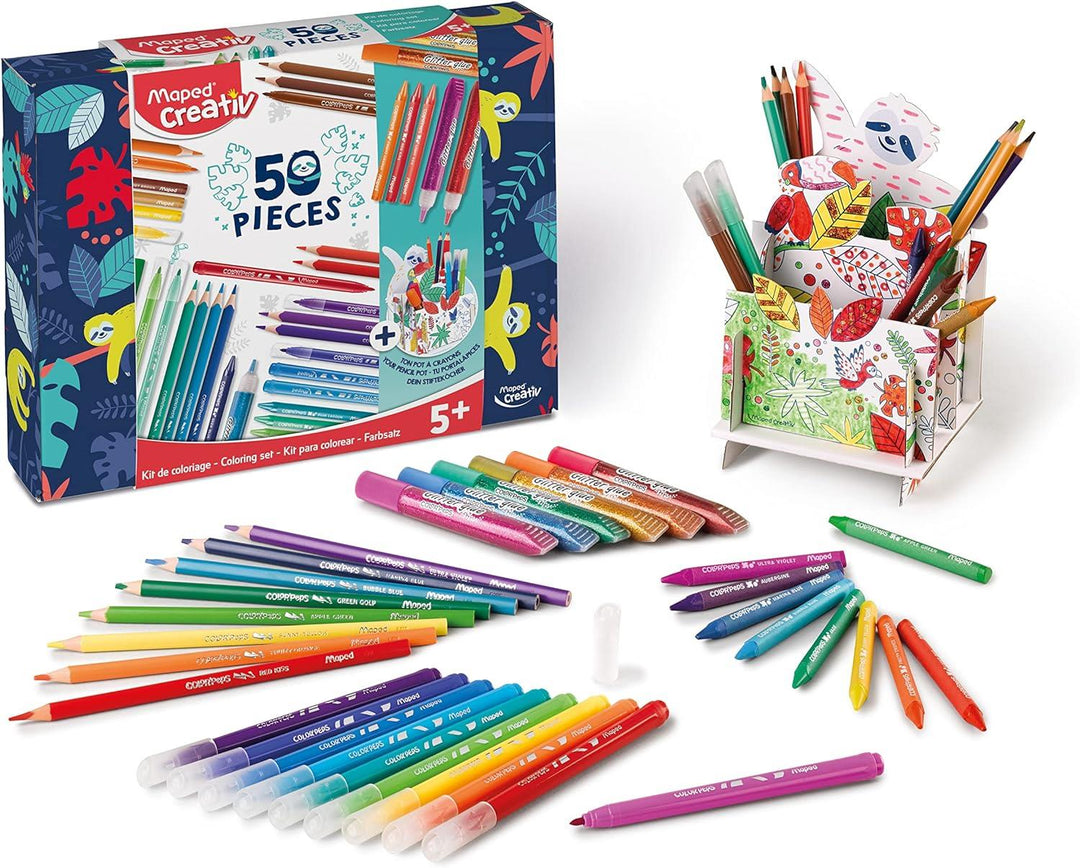 Maped Creativ Color’Peps 50 Piece Colouring Set With Desk Tidy Fun Art Activity Kit 5+