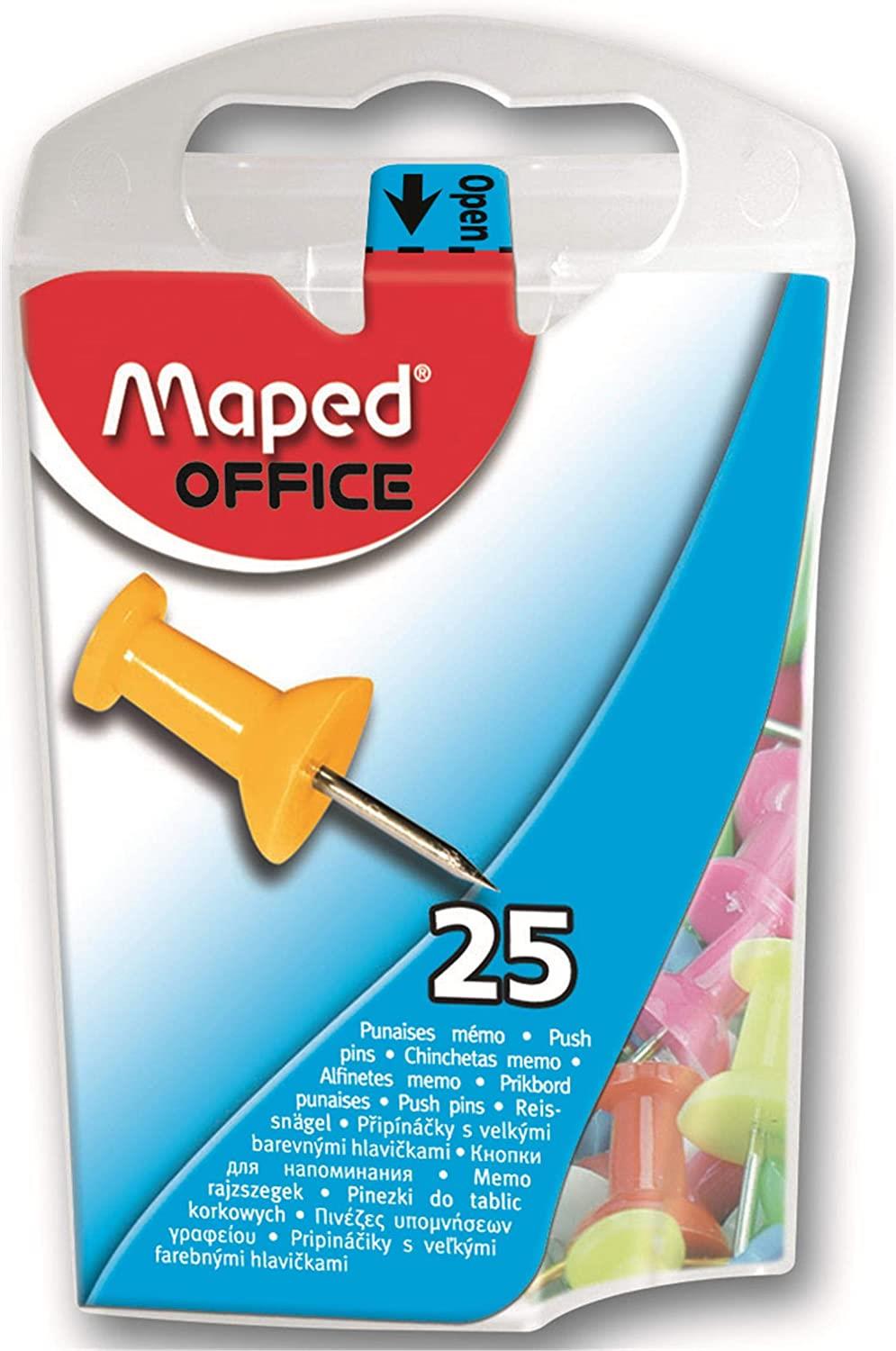 Maped Push Pins Assorted Colours (Pack of 25)