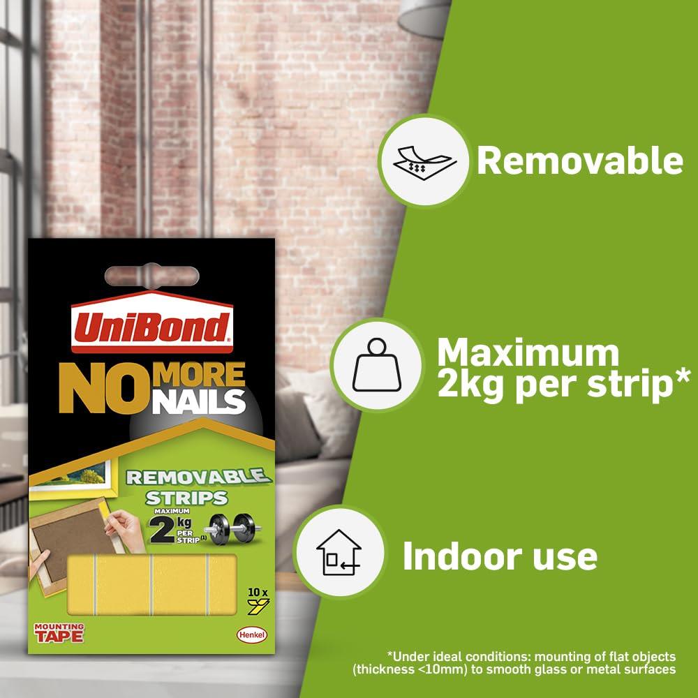 UniBond No More Nails Removeable strips Pack of 10