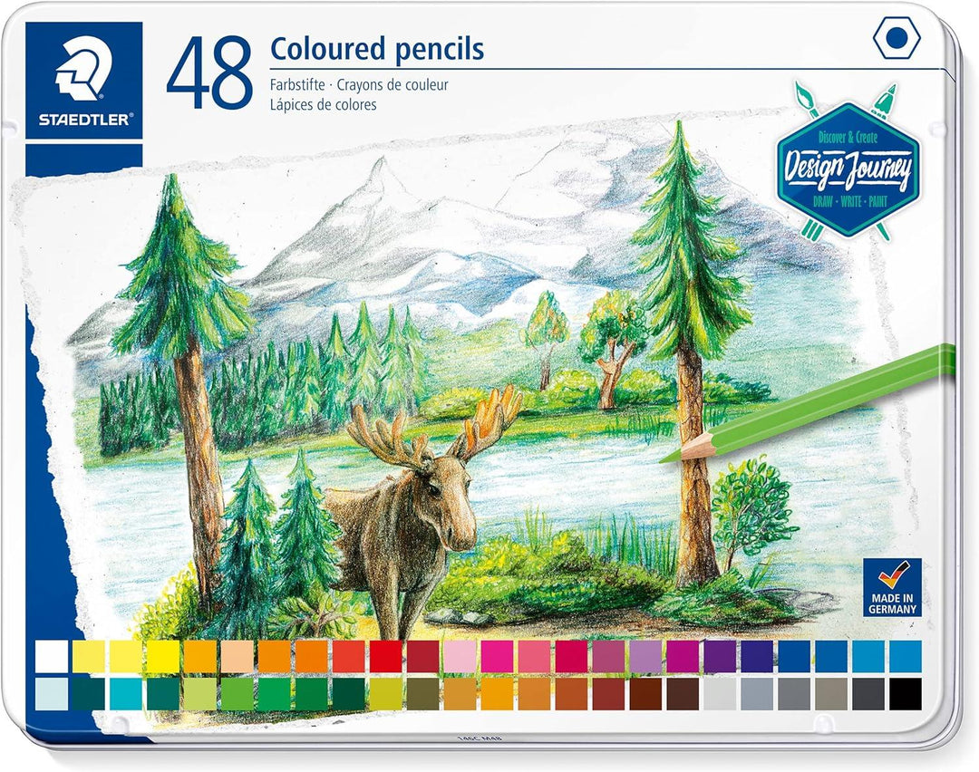 STAEDTLER 146C M48 Design Journey Colouring Pencils - Assorted Colours (Tin of 48)