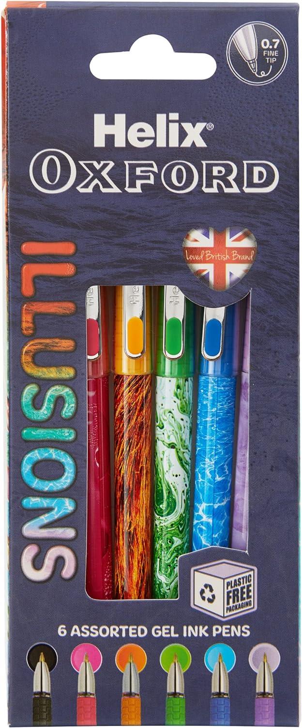 Helix Oxford Illusions Coloured Ink Gel Pens Assorted Colours