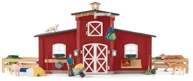 SCHLEICH RED BARN WITH ANIMALS AND ACCESSORIES