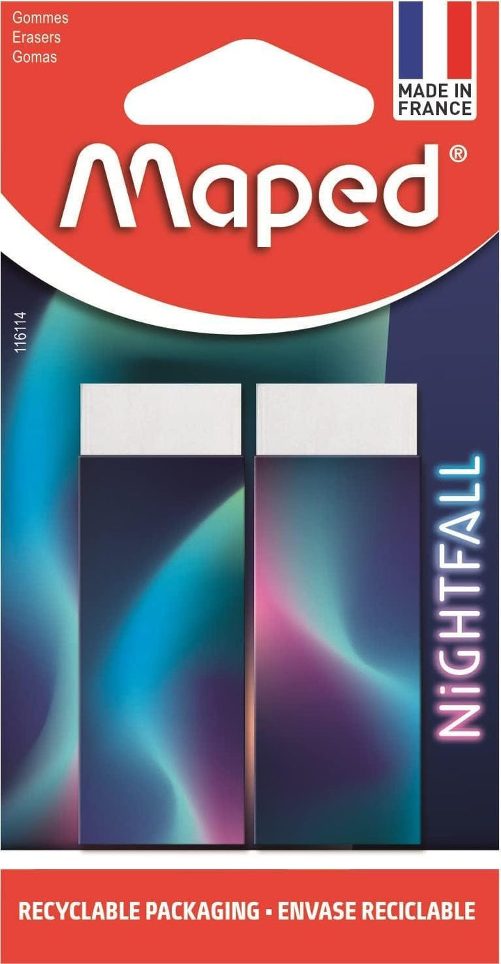 MAPED Nightfall Erasers 2 Pack