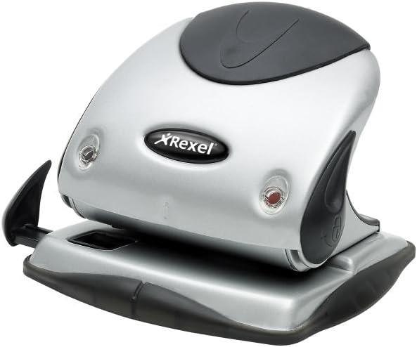 Rexel Precision 225 2 Hole Punch, 25 Sheet Capacity, Paper Alignment Indicator, Metal, Silver/Black, 2100743