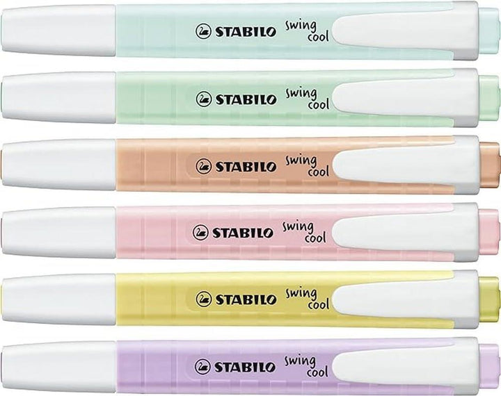 Stabilo swing cool Pastel Highlighter - Pack of 6 - Assorted Colours