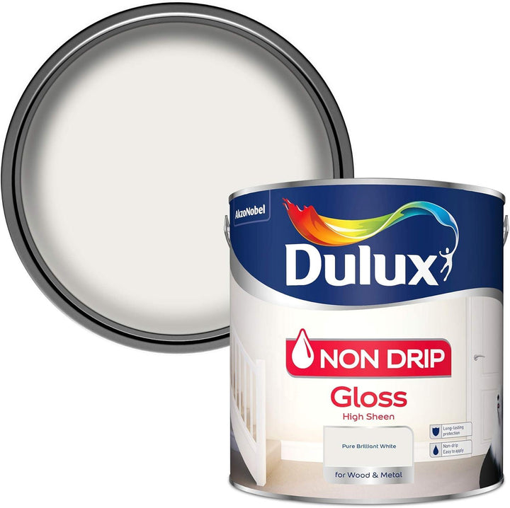 Dulux Non Drip Gloss Pure Brilliant White Assorted Size