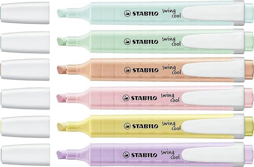 Stabilo swing cool Pastel Highlighter - Pack of 6 - Assorted Colours