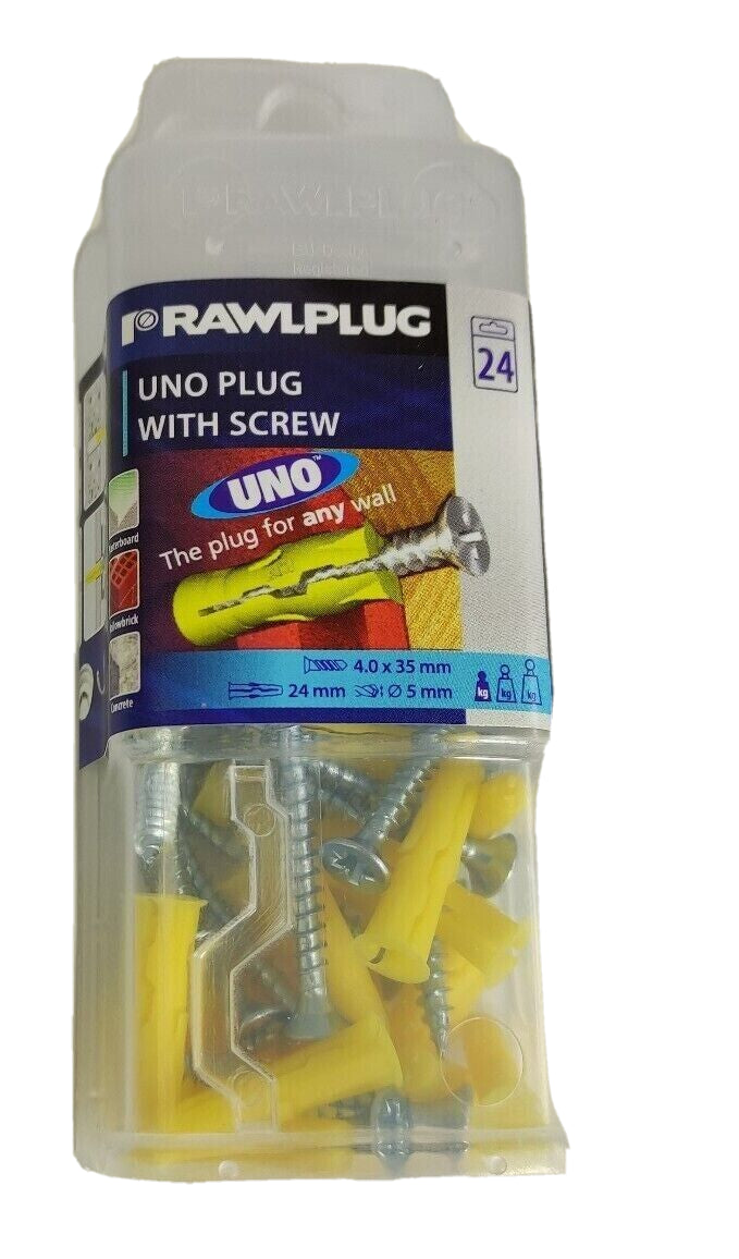 Rawlplug Universal Plug And Screw Yellow (24 Pack)