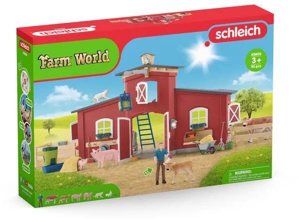 SCHLEICH RED BARN WITH ANIMALS AND ACCESSORIES