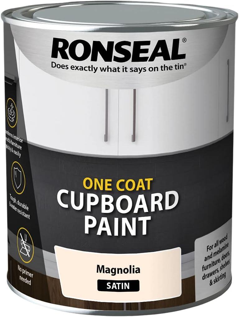 Ronseal Magnolia Satin One Coat Cupboard Paint 750ml