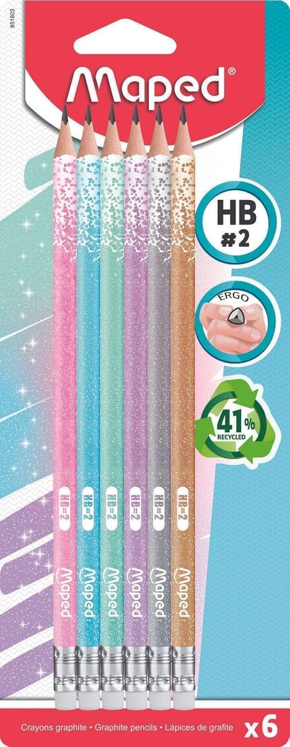 Maped Black'peps Graphite Eraser Tipped Glitter Pencils