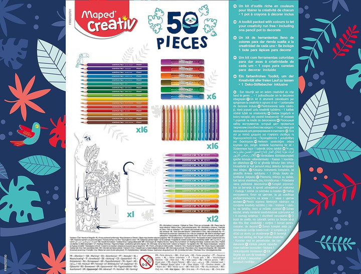 Maped Creativ Color’Peps 50 Piece Colouring Set With Desk Tidy Fun Art Activity Kit 5+