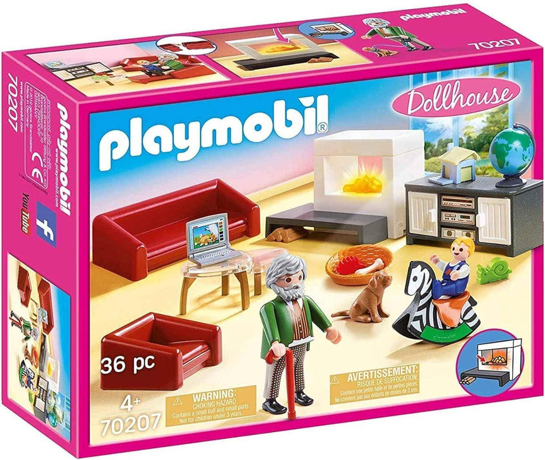 PLAYMOBIL Dollhouse Comfortable Living Room with Fireplace