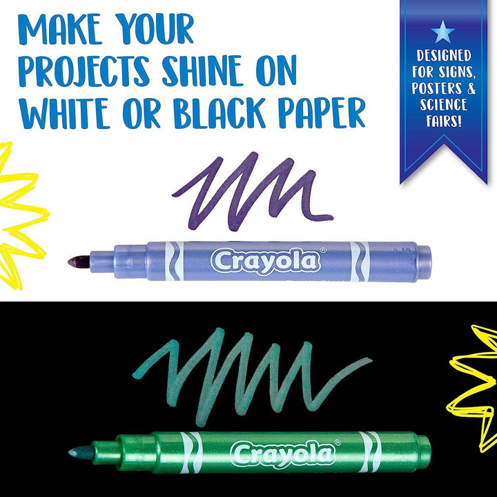 Crayola Metallic Markers - Assorted Colours Pack of 6 Ideal for Kids