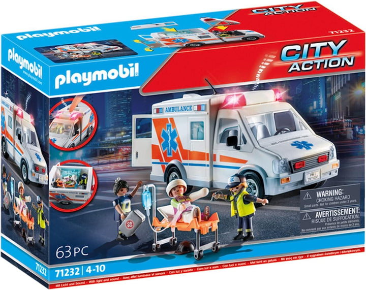 PLAYMOBIL 71232 City Action Ambulance with Sound and Lights