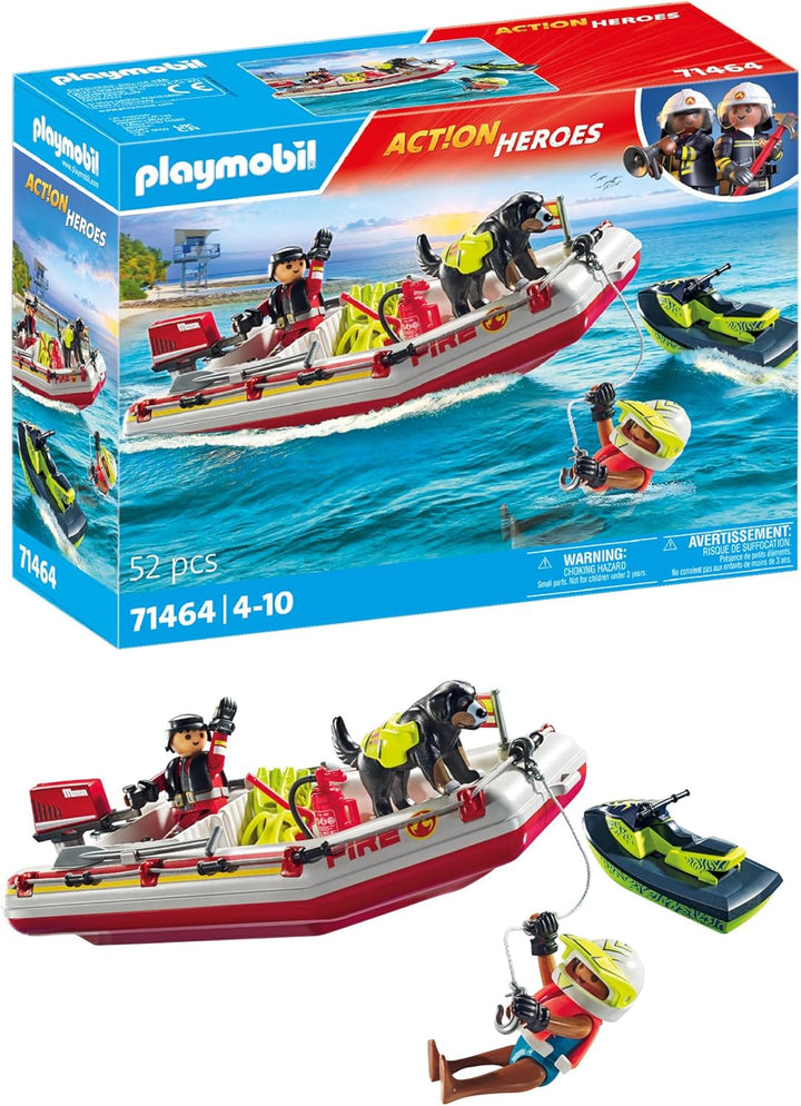 PLAYMOBIL 71464 Action Heroes: Fireboat with Aqua Scooter