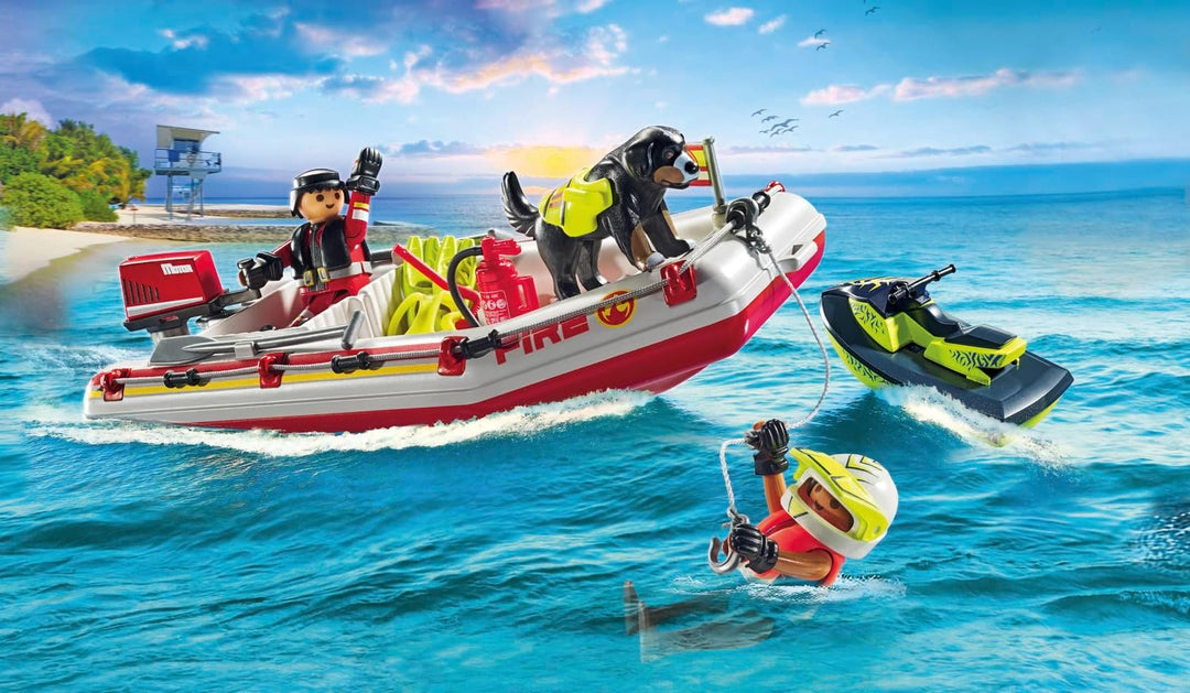PLAYMOBIL 71464 Action Heroes: Fireboat with Aqua Scooter