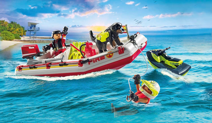 PLAYMOBIL 71464 Action Heroes: Fireboat with Aqua Scooter