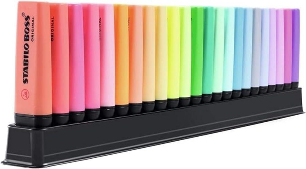 Highlighter STABILO BOSS ORIGINAL Deskset Of 23 - 9 Fluorescent Colours + 14 Pastel Colours