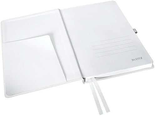 Leitz A5 Hard Cover Notebook, Arctic white Ruled, With 2 Bookmarks