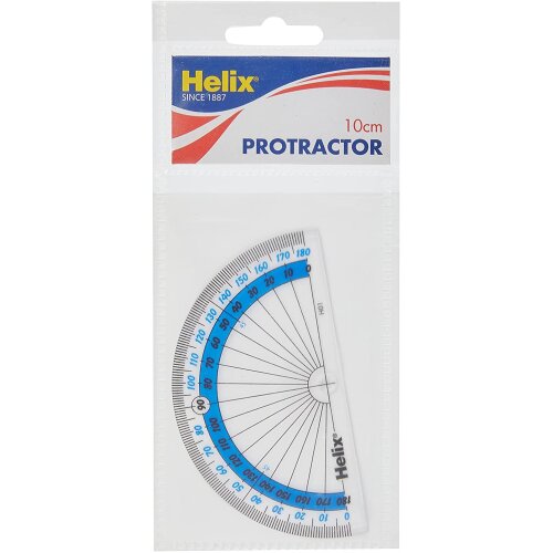 Helix 180 Degree Clear Protractor In Wallet 10CM