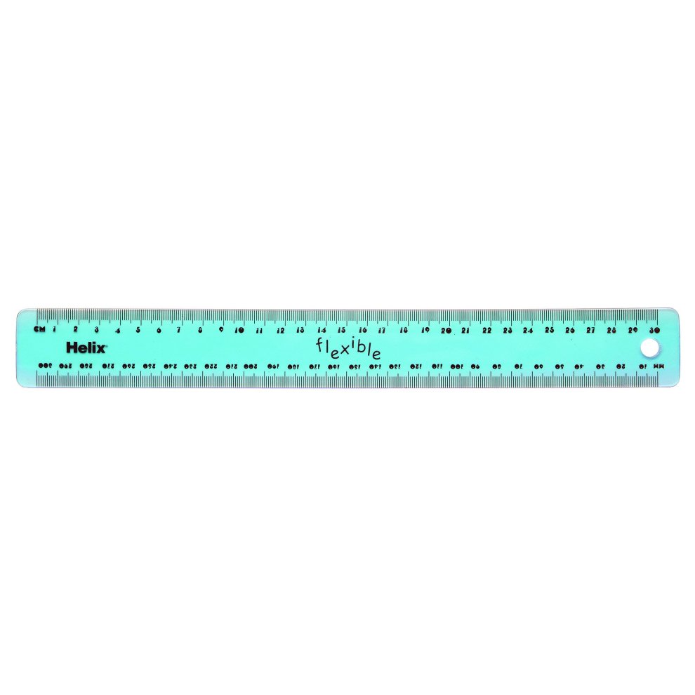 Helix Flexible Translucent Tinted or Solid Colours Plastic 30cm Ruler-7 colours