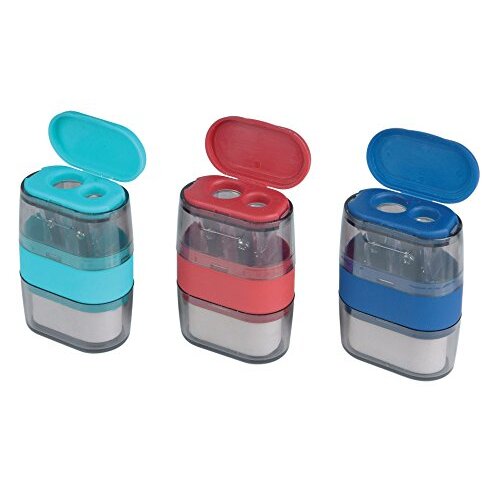 Helix Balance Duo Two Hole Pencil Sharpener and Eraser (Assorted Colours)