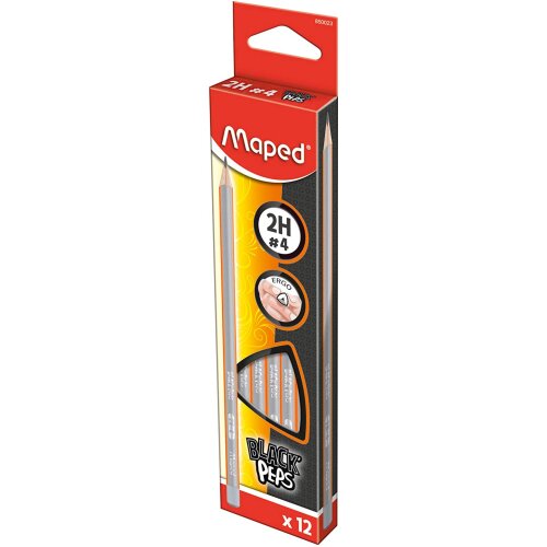 Maped Black'Peps 2H #4 Graphite Pencils 12 Pack