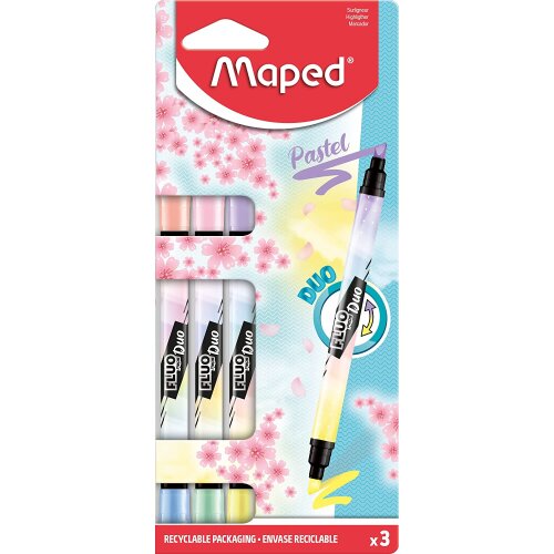 Maped Double Sided Highlighter Duo Pastel 3 Pack