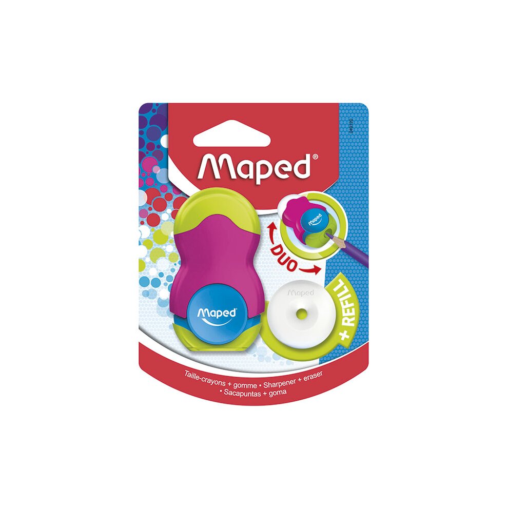 Maped Loopy Coloured Duo Eraser And Pencil Sharpener Pink