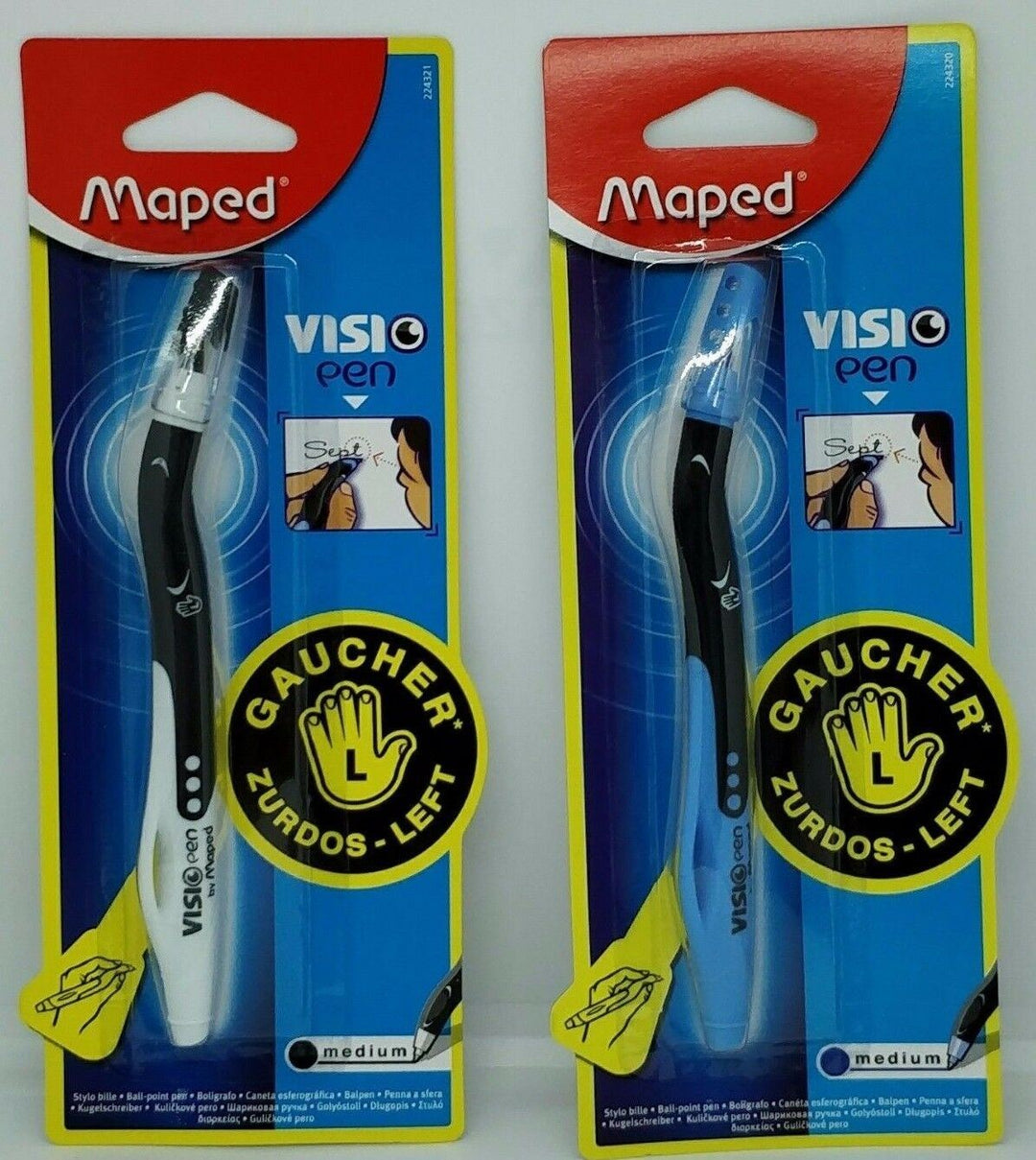 Maped Visio Left Handed Medium Soft Ball Point Pen - Black ink or Blue ink