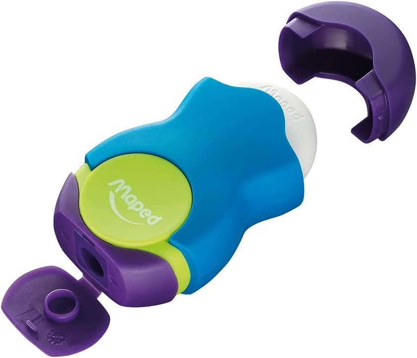 Maped Loopy Coloured Duo Eraser And Pencil Sharpener Blue