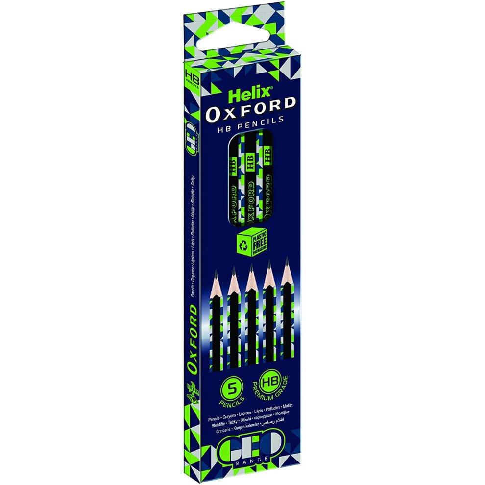 Helix Oxford Geo Pack of 5 HB Pencils